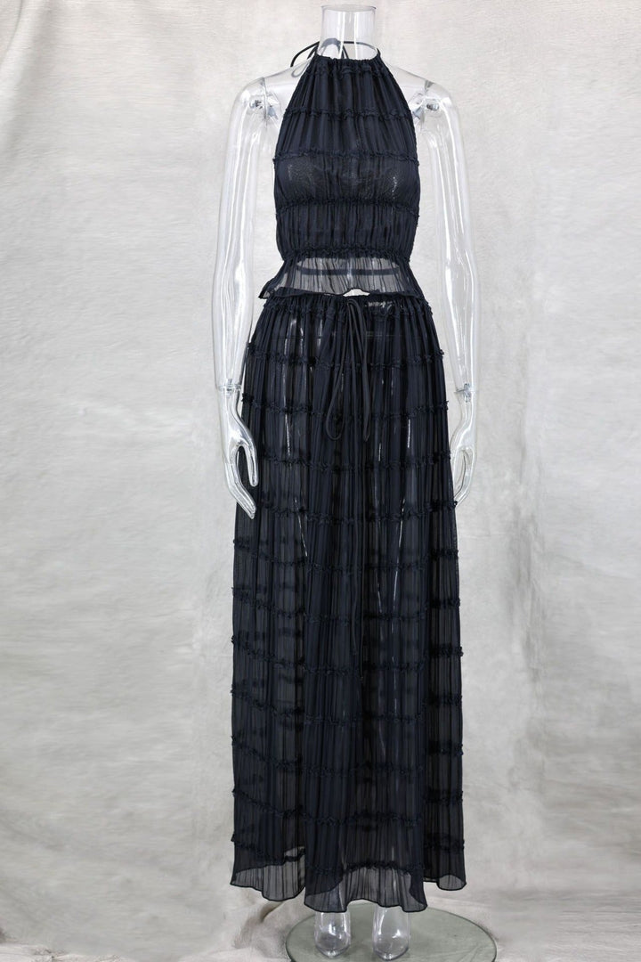 Drune | Neckholder Spitzenweste langes Kleid Set