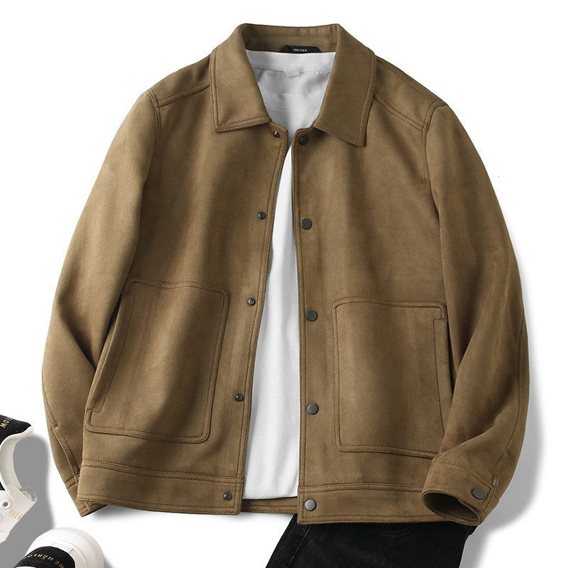 Drune | Lässige; Wildlederjacke mit Revers