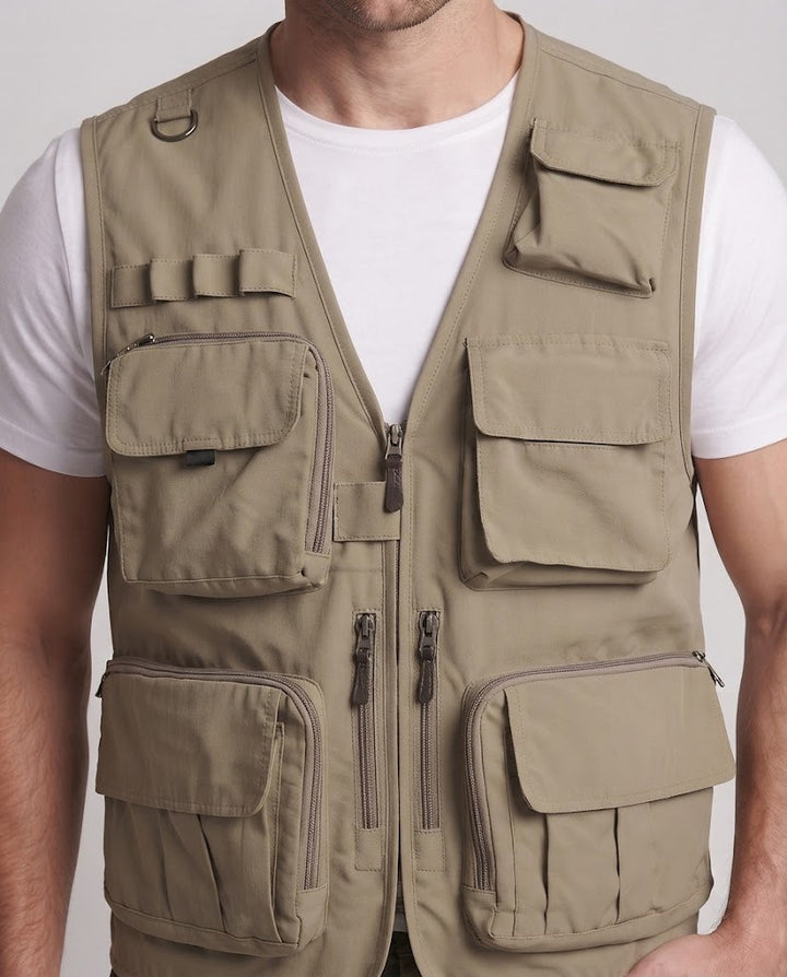 Herren Multifunktionale Angler- und Foto-Utility-Weste mit zahlreichen Taschen Drune