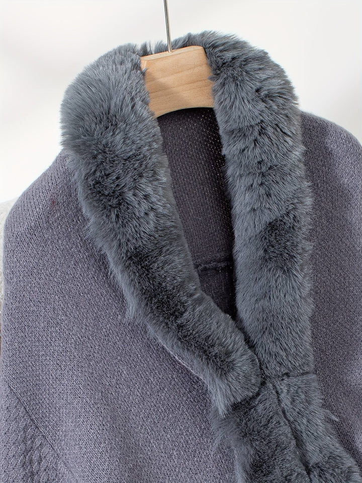 Drune | Faux Fur Cardigan mit Schal Kragen Akryl Warm und Elegant