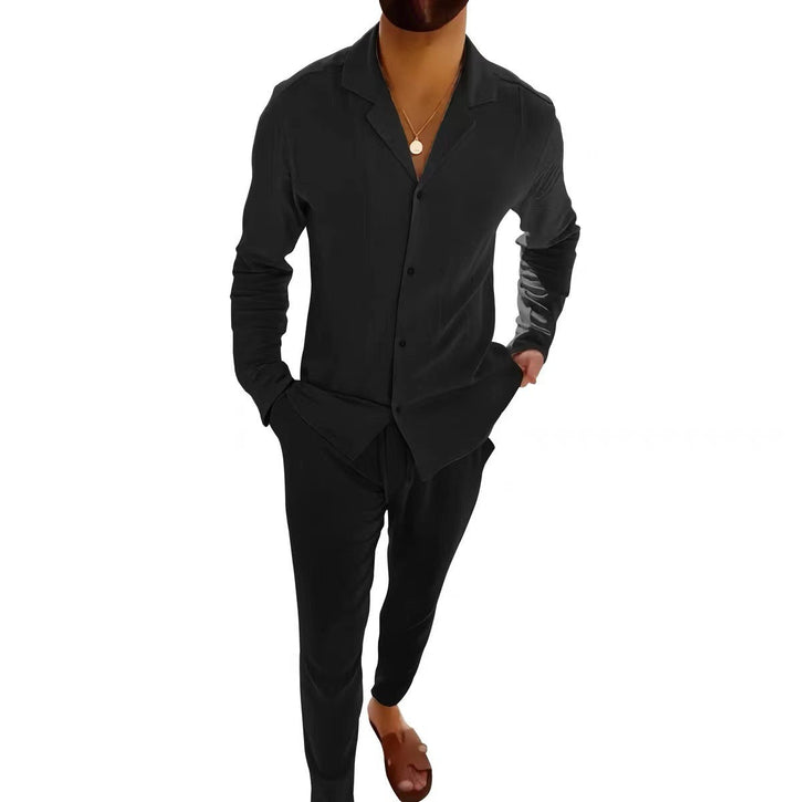 Drune | Lässiger Herrenanzug Mit Langarmhemd Und Slim Fit Hose