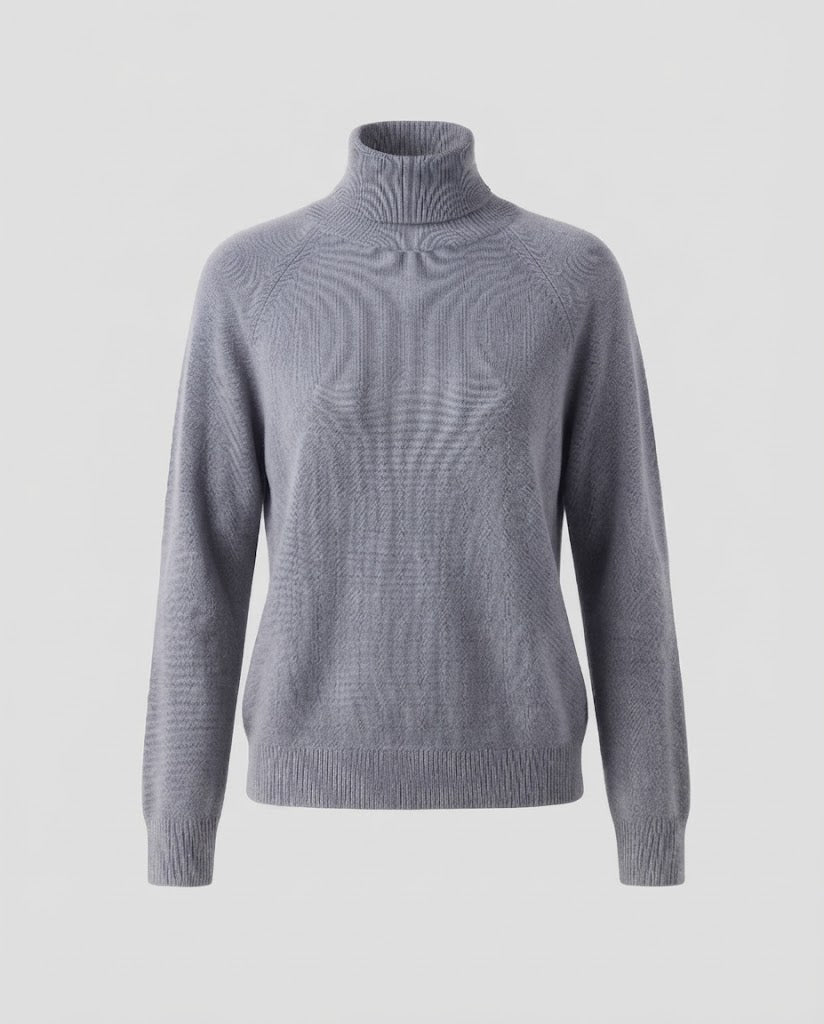 Damen Feinstrick-Rollkragenpullover aus Kaschmir-Mix mit Raglanärmeln und feinem Rippbund Drune