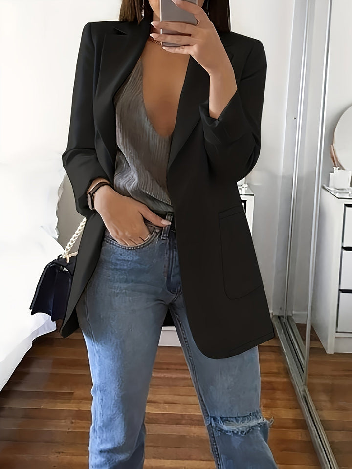 Drune | Eleganter Business-Einfarbiger Lange Blazer mit Reversideal für alle Jahreszeiten