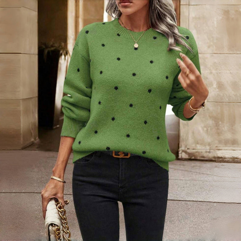 Drune | Pullover - Damen Herbst gepunkteter Strickpullover