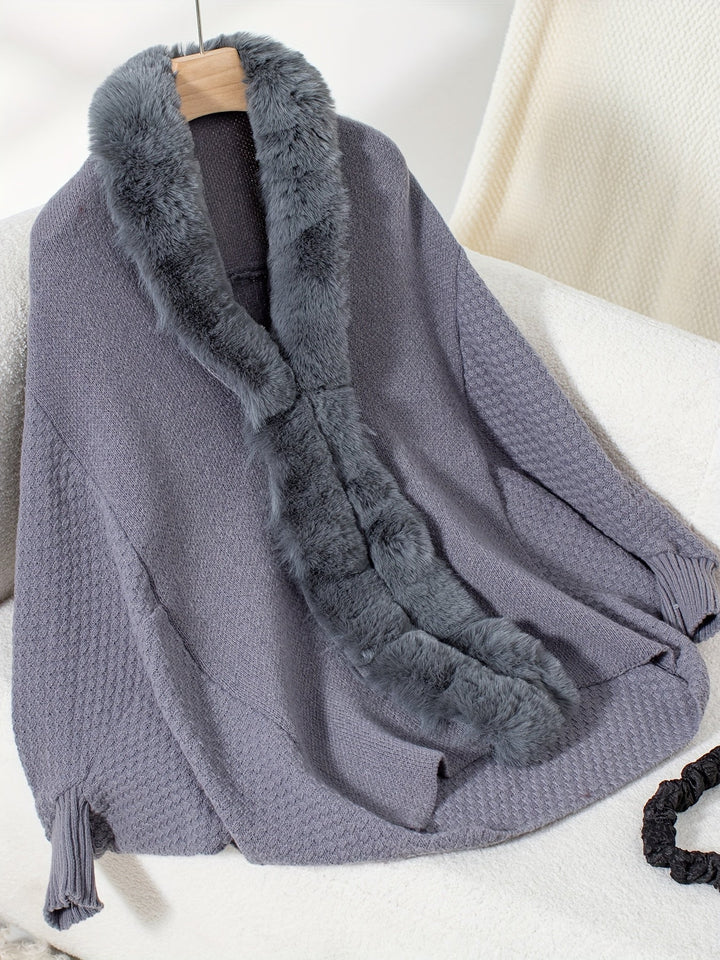 Drune | Faux Fur Cardigan mit Schal Kragen Akryl Warm und Elegant