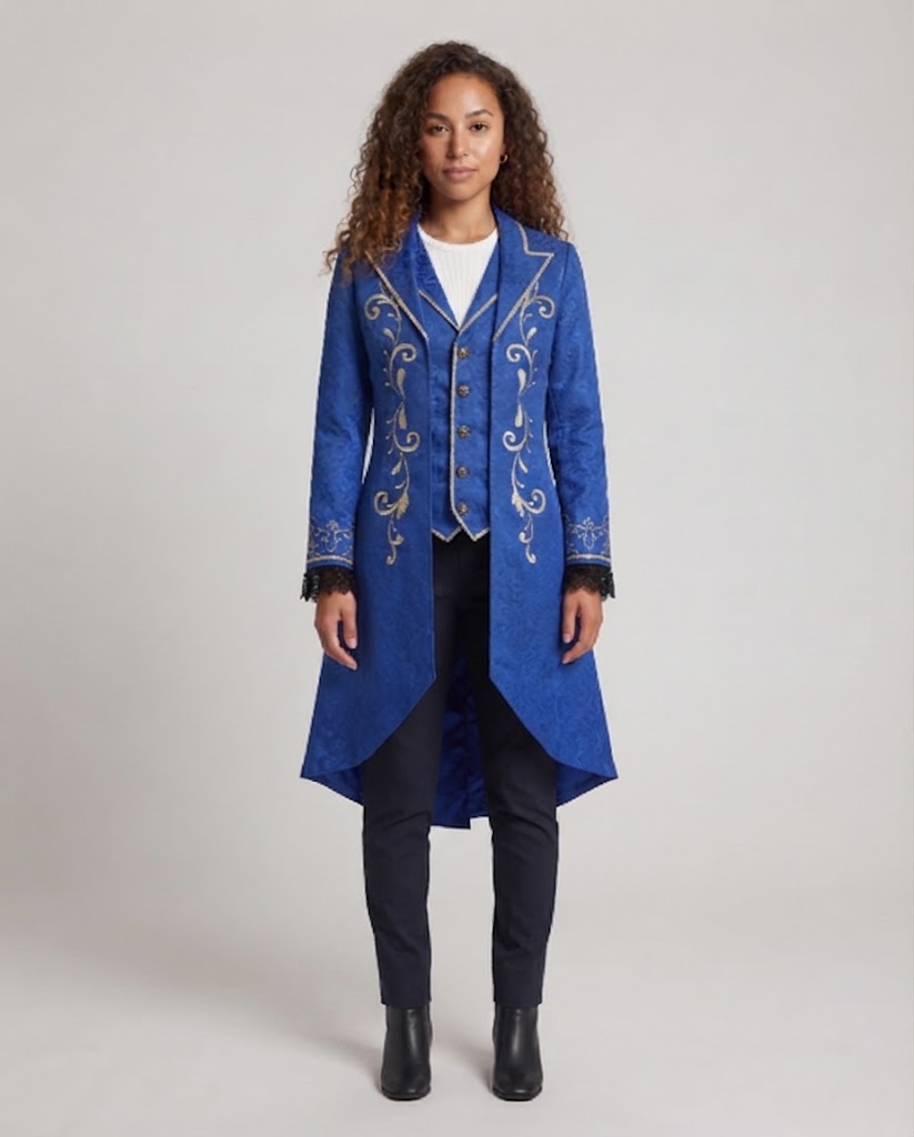 Damen elegante Frack mit aufwendigen Verzierungen Drune