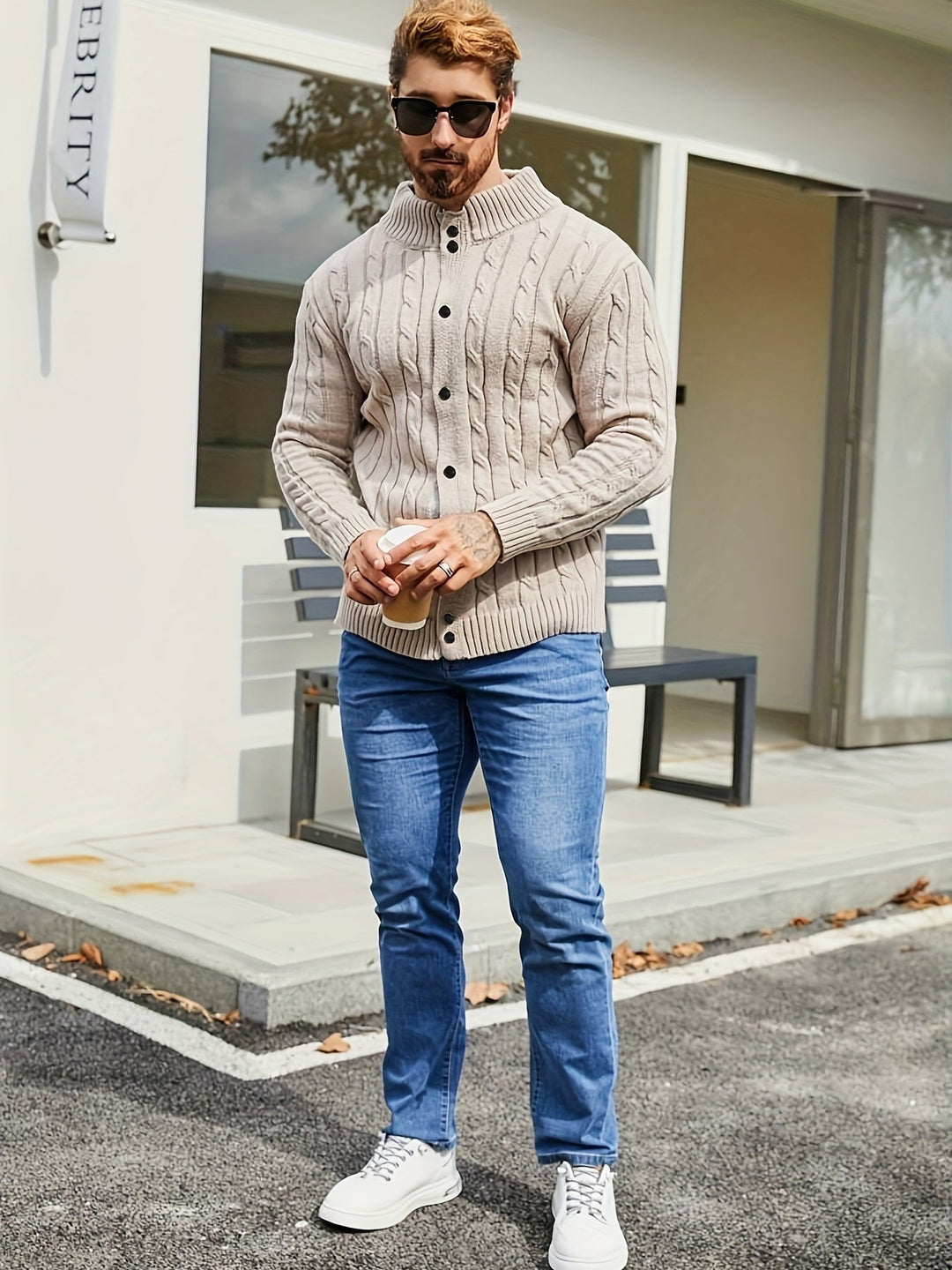 Drune | Lässige Herrenstrickjacke mit Knöpfen
