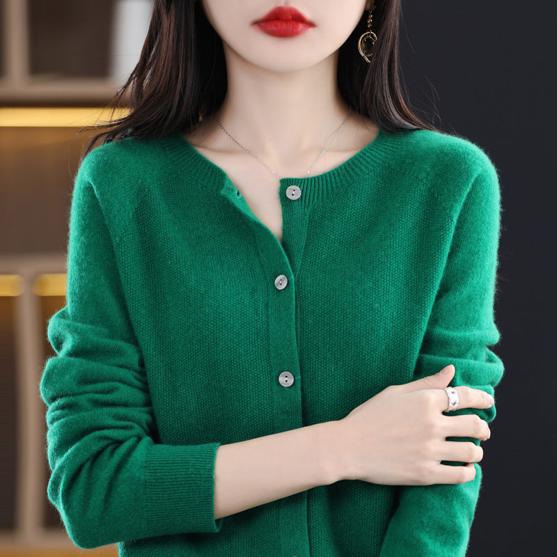 Drune | Lockerer Damen Cashmere Strickjacke Mit Rundhalsausschnitt Aus Hochwertiger Veganer Wolle