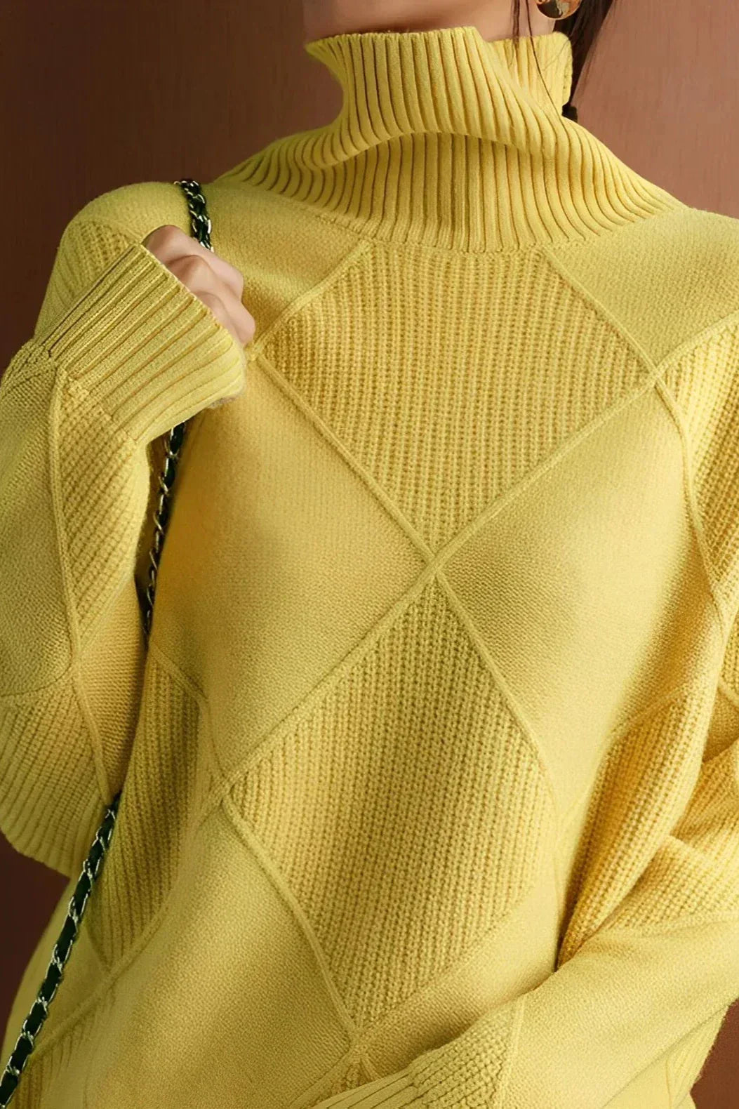 Drune | Pullover - Damen Diamant Strick Rollkragenpullover