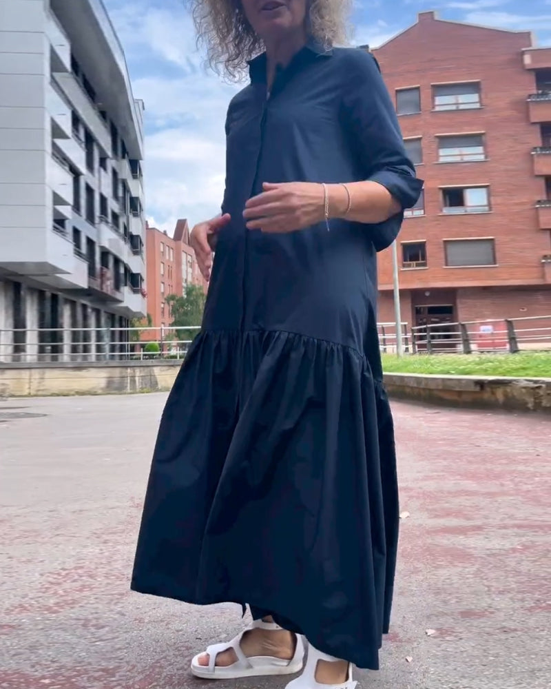 Drune | Einfarbiges Lässiges Langarmkleid
