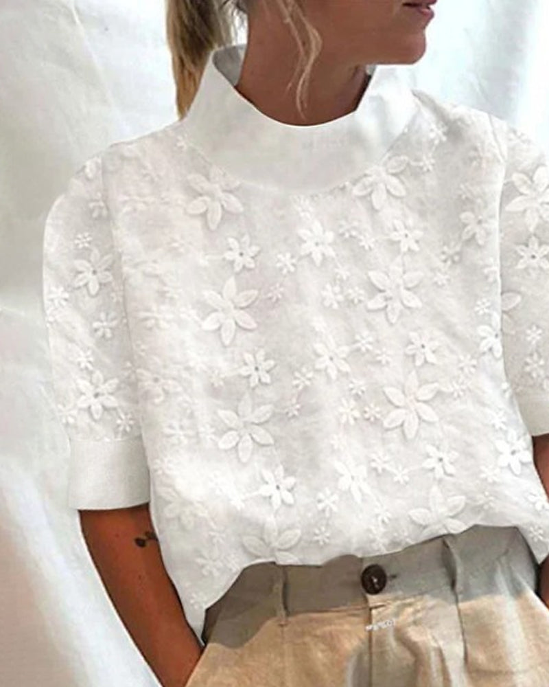 Drune | Trending Baumwollbluse mit Stehkragen