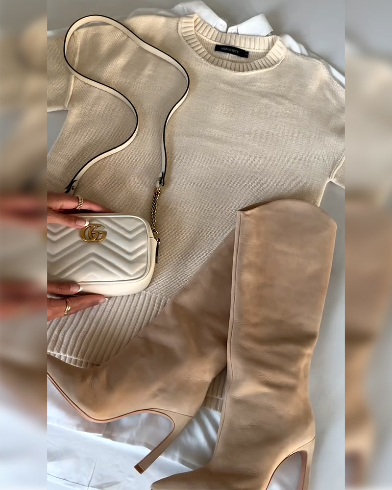 Drune | Satz mit Rundhalsausschnitt Pullover mit Schlitzsaum und Hemd
