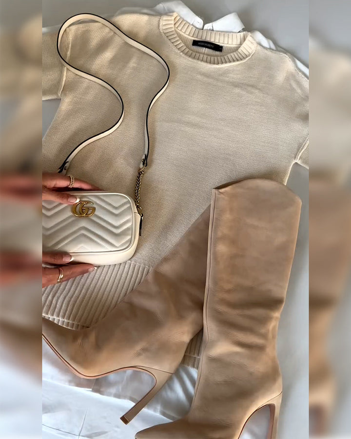 Drune | Satz mit Rundhalsausschnitt Pullover mit Schlitzsaum und Hemd