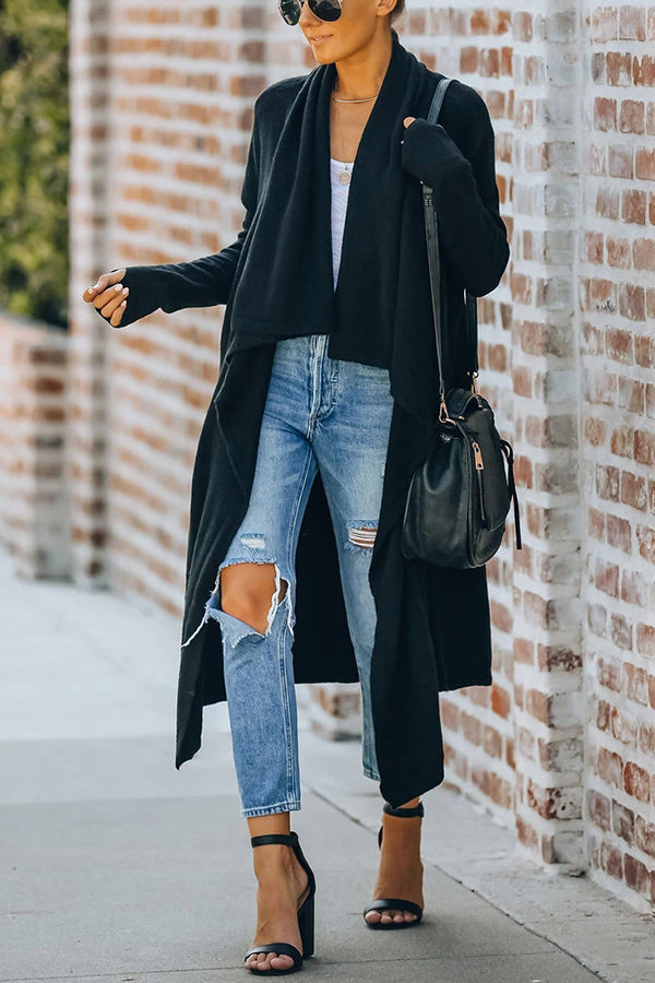Drune | Lange offene Strickjacke