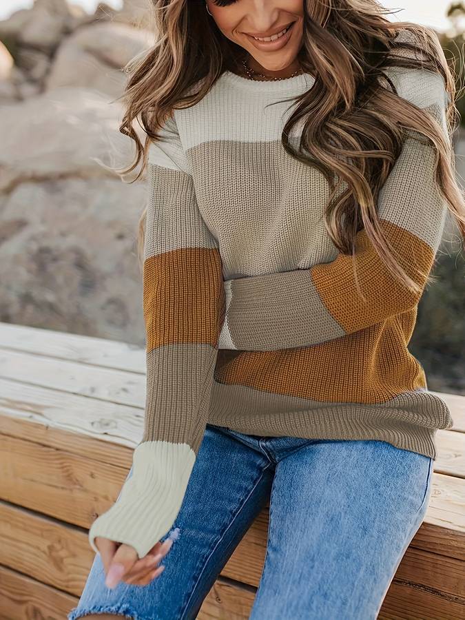Drune | Stilvoll Gestreifter Strickpullover für Frauen