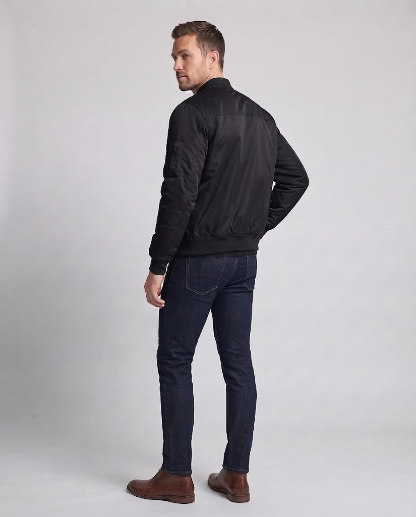 Herren technischer Nylon-Fliegerbomber mit wattierter Innenlage, Ärmeltasche und elastischen Rippbündchen Drune