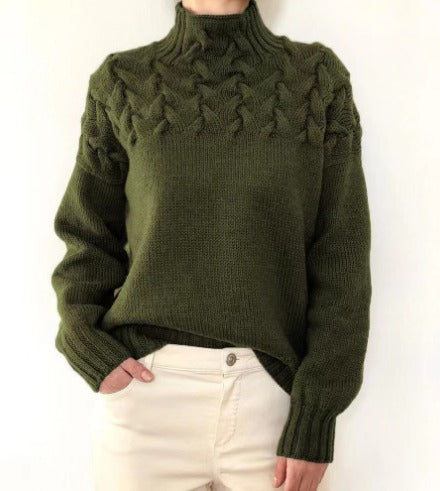 Drune - Damenpullover mit Zopfstrick-Detail