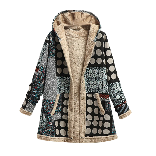 Drune | elegante und warme Patchwork-Pulloverjacke aus Lammfell für Damen
