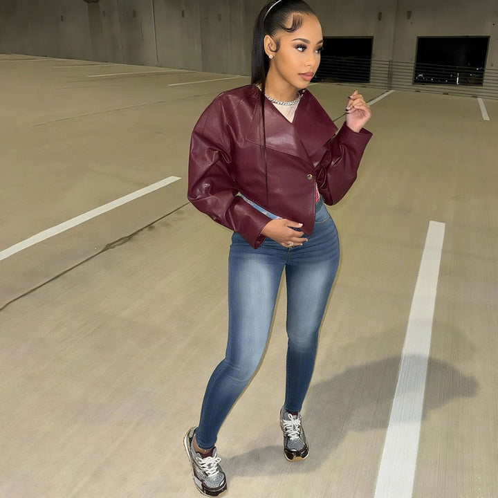 Drune | kunstleder cropped jack für damen - Romina