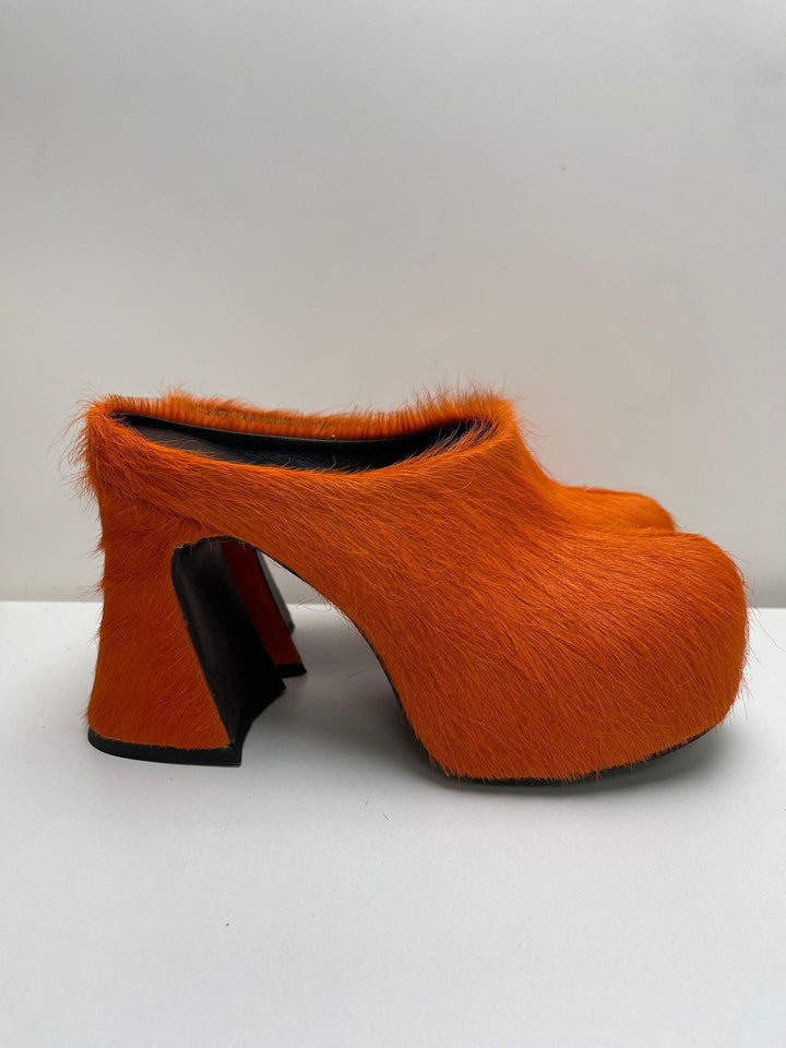 Drune | Geschlossene Zehe Rosshaar Chunky Heel Wasserdichte Plattform Slipper