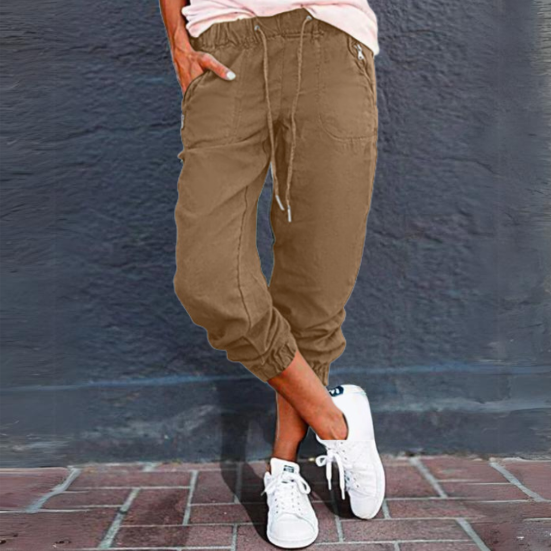 Damen Cargohose mit Kordelzug und Taschen