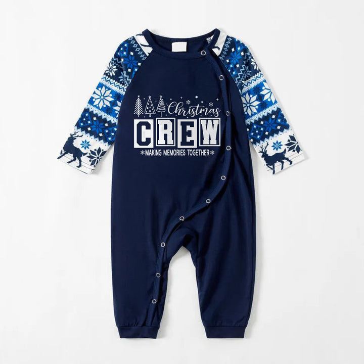 Drune | Fröhliche blaue Weihnachts-Pyjama-Set mit "Weihnachtsmann macht gemeinsam Erinnerungen" Druck