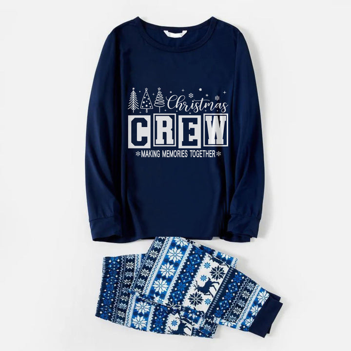Drune | Fröhliche blaue Weihnachts-Pyjama-Set mit "Weihnachtsmann macht gemeinsam Erinnerungen" Druck