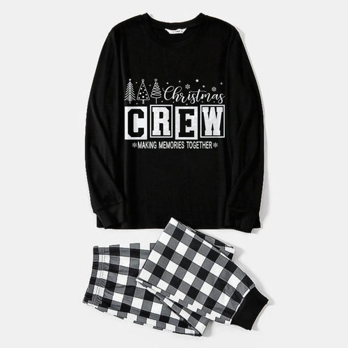 Drune | Schwarz-Weiße Karierte Weihnachts-Pyjama-Set Mit Weihnachtsbaum und 