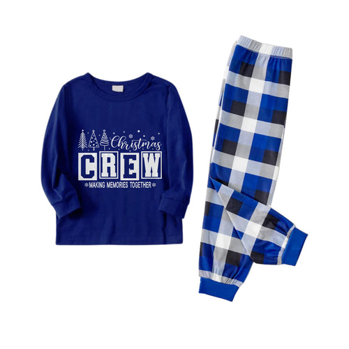 Drune | Weihnachts-Familien-Matching-Pyjamas - Navy & Weiß Karierte Pjs Set mit 