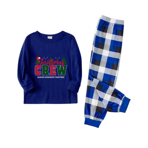 Drune | Weihnachts Familien passende Pyjamas - Marineblau & Weiß Karierte Pjs Set mit 