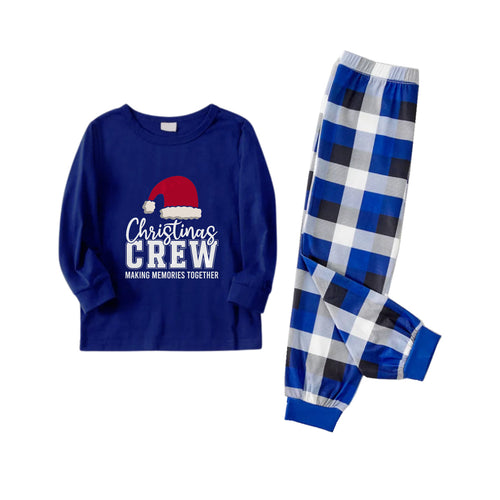 Drune | Weihnachtsfamilien-Matching-Pajamas-Navy & Weiße Karierte PJs-Set mit 