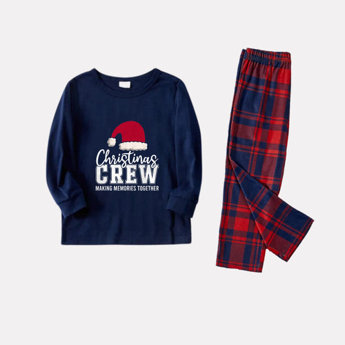Drune | Weihnachts-Familien-Geschenk-Pyjamas - Navy & Rot Plaid PJs Set mit 