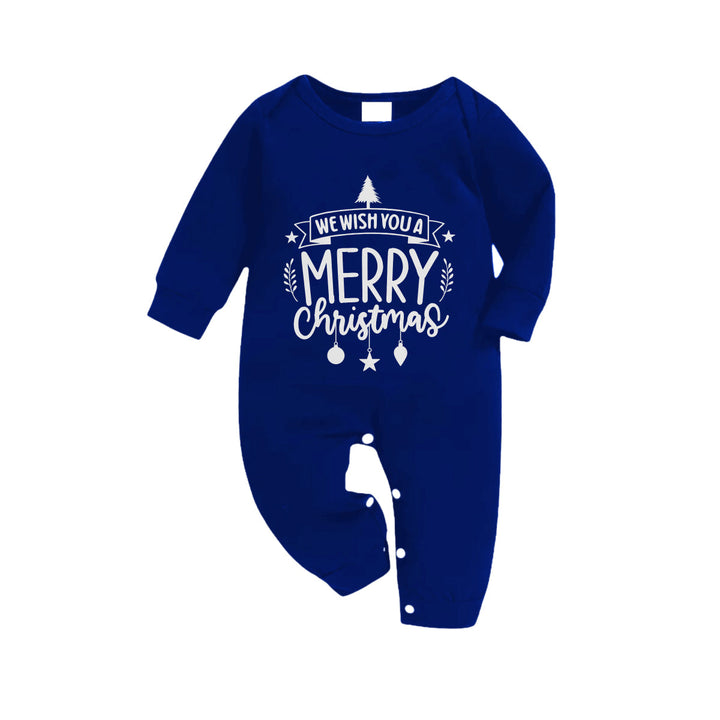 Drune | Weihnachten Familienpassende Schlafanzüge - Marineblau & Weiß Karierter PJs Satz mit "Wir Wünschen Ihnen Ein Frohes Weihnachtsfest" Druck