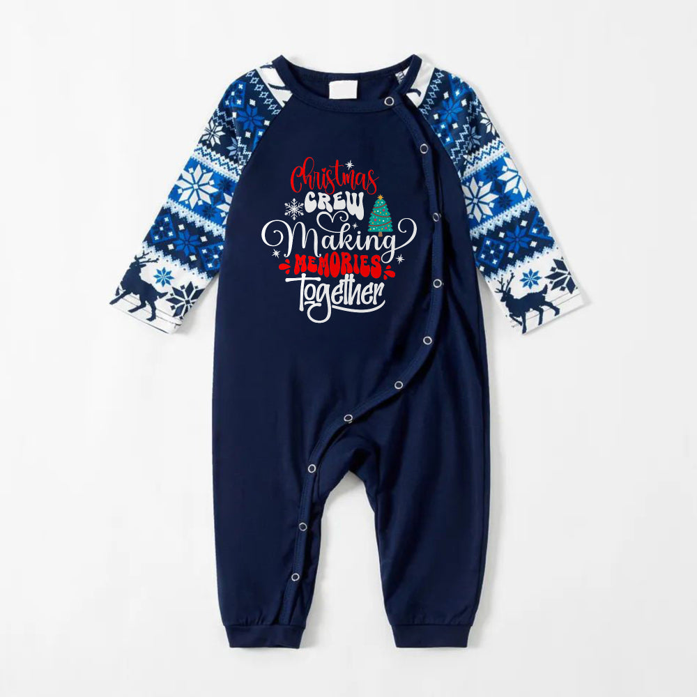 Drune | Fröhliche Blaue Weihnachts-Pyjama-Set Mit Familien-Slogan-Designs