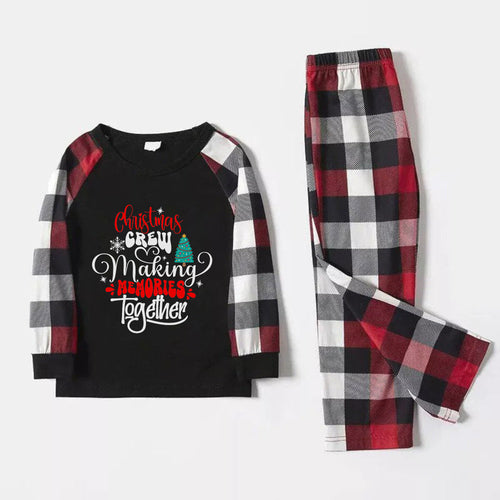 Drune | Weihnachtsfamilienpassende Pyjamas - Roter und grauer kariert Pjs Satz mit 