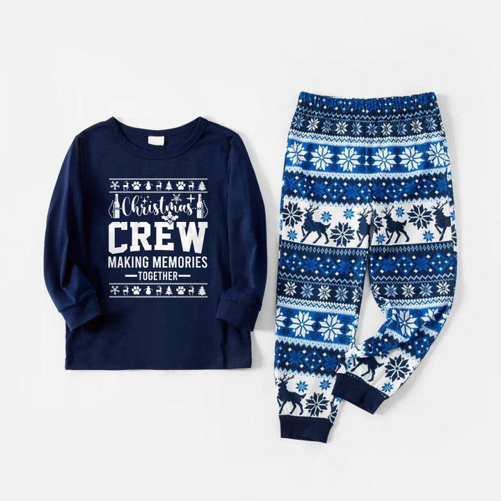 Drune | Fröhliche blaue Weihnachts-Pyjama-Set mit Weihnachtsferien-Zitaten