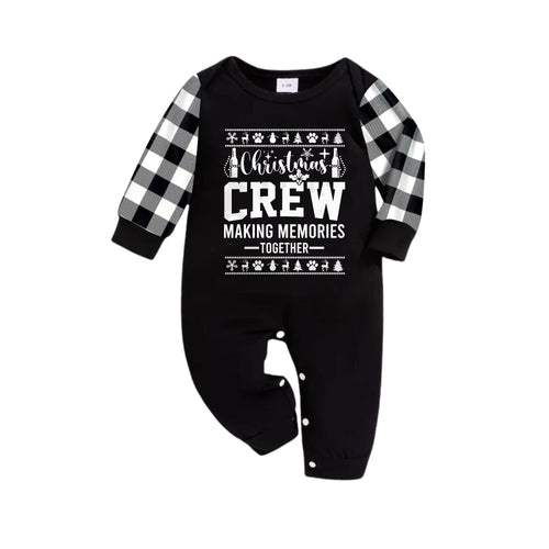 Drune | Schwarz-Weiße Karierte Weihnachts-Pyjama-Set mit Weihnachtsmuster und 