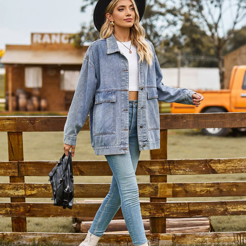 Drune | Übergröße Denim Damenjacke mit Bequemer Passform