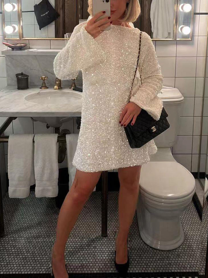 Drune Kleid | Elegantes Glitzerkleid mit Schleifenverschluss am Rücken