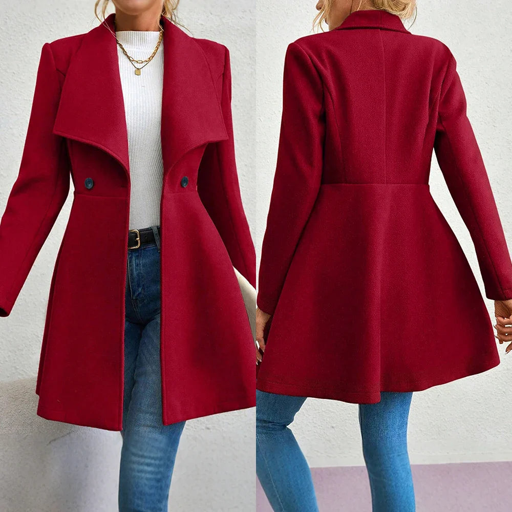 Drune | Eleganter Roter Mantel mit Revers