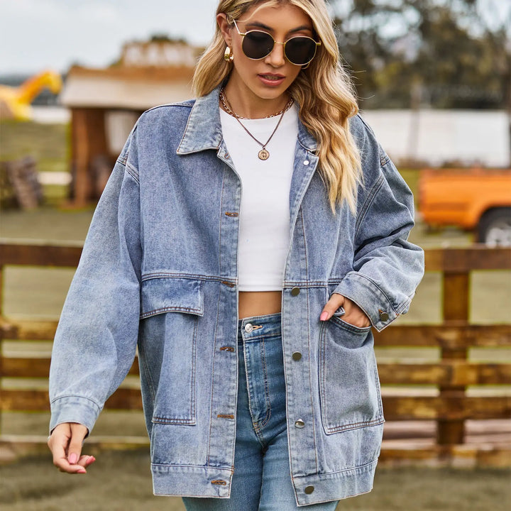 Drune | Übergröße Denim Damenjacke mit Bequemer Passform