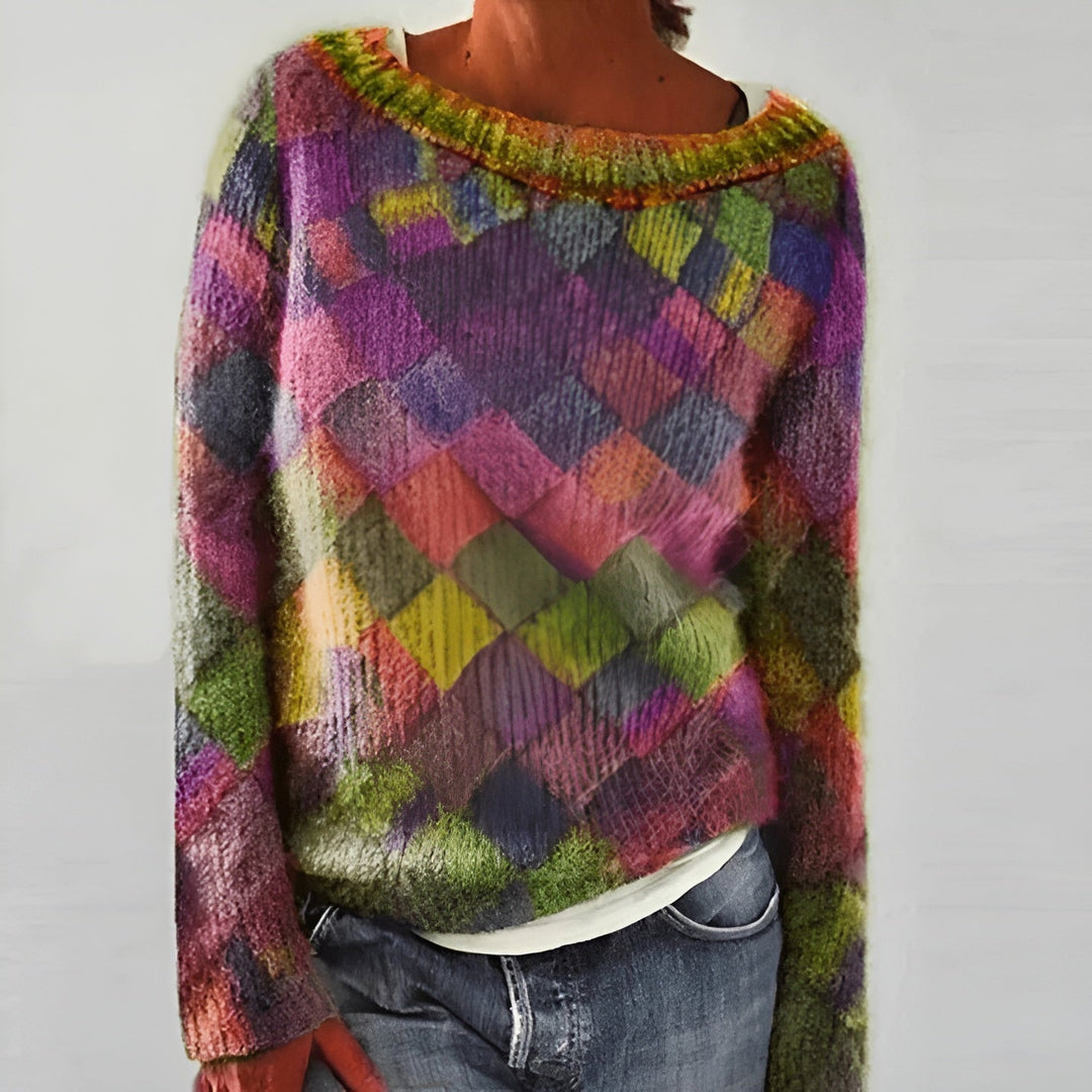 Drune | Buntes Patchwork Winterpullover