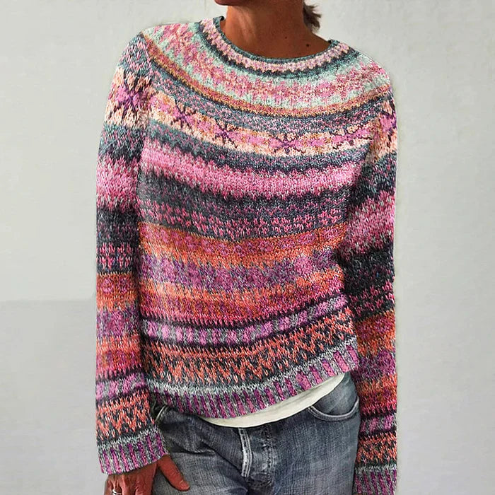 Drune | Pullover - Frauen Bunter Fair Isle Strickpullover