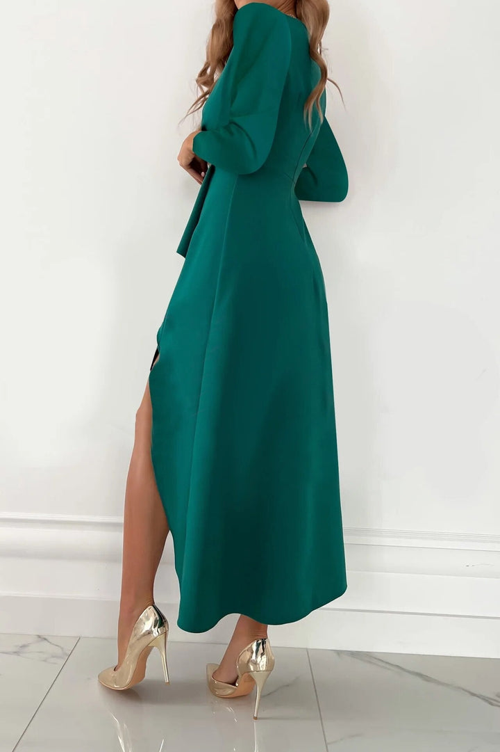 Drune | Elegantes V-Ausschnitt Wickelkleid mit langen Ärmeln für Damen