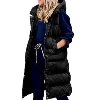 Drune Kapuze Lange Weste Lässig Mode Einreihig Jacke
