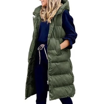 Drune | Kapuze Lange Weste Lässig Mode Einreihig Jacke