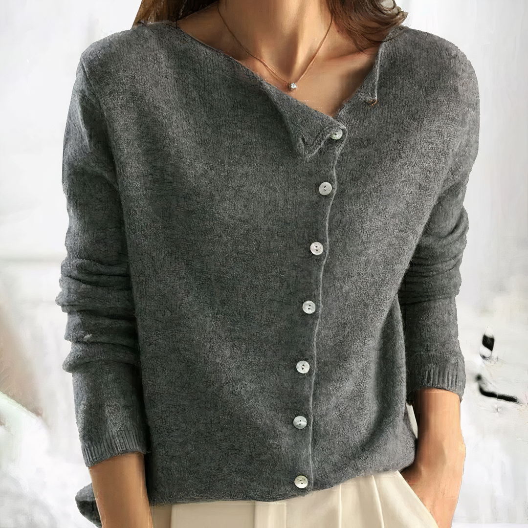 Drune | Strickpullover mit asymmetrischer Knopfleiste - Weiches Langarm-Design für Herbst & Winter
