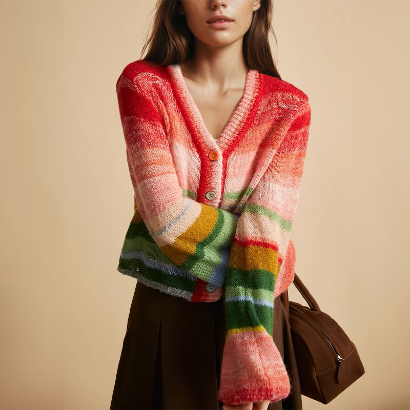 Drune | Regenbogen gestreiftes Knopf-Top Vest