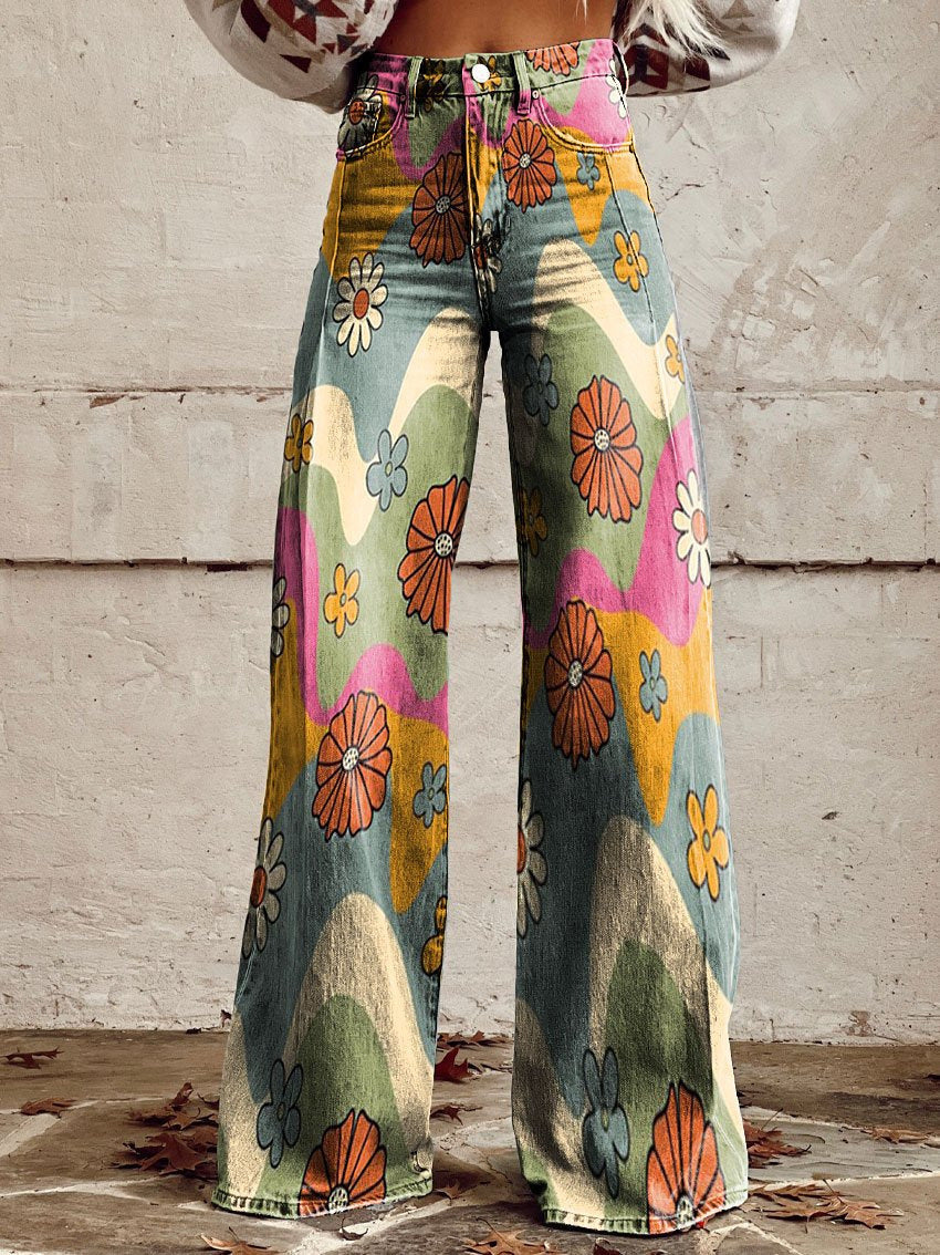 Drune | Floral Wide-Leg Jeans