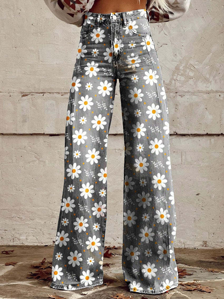 Drune | Floral Wide-Leg Jeans